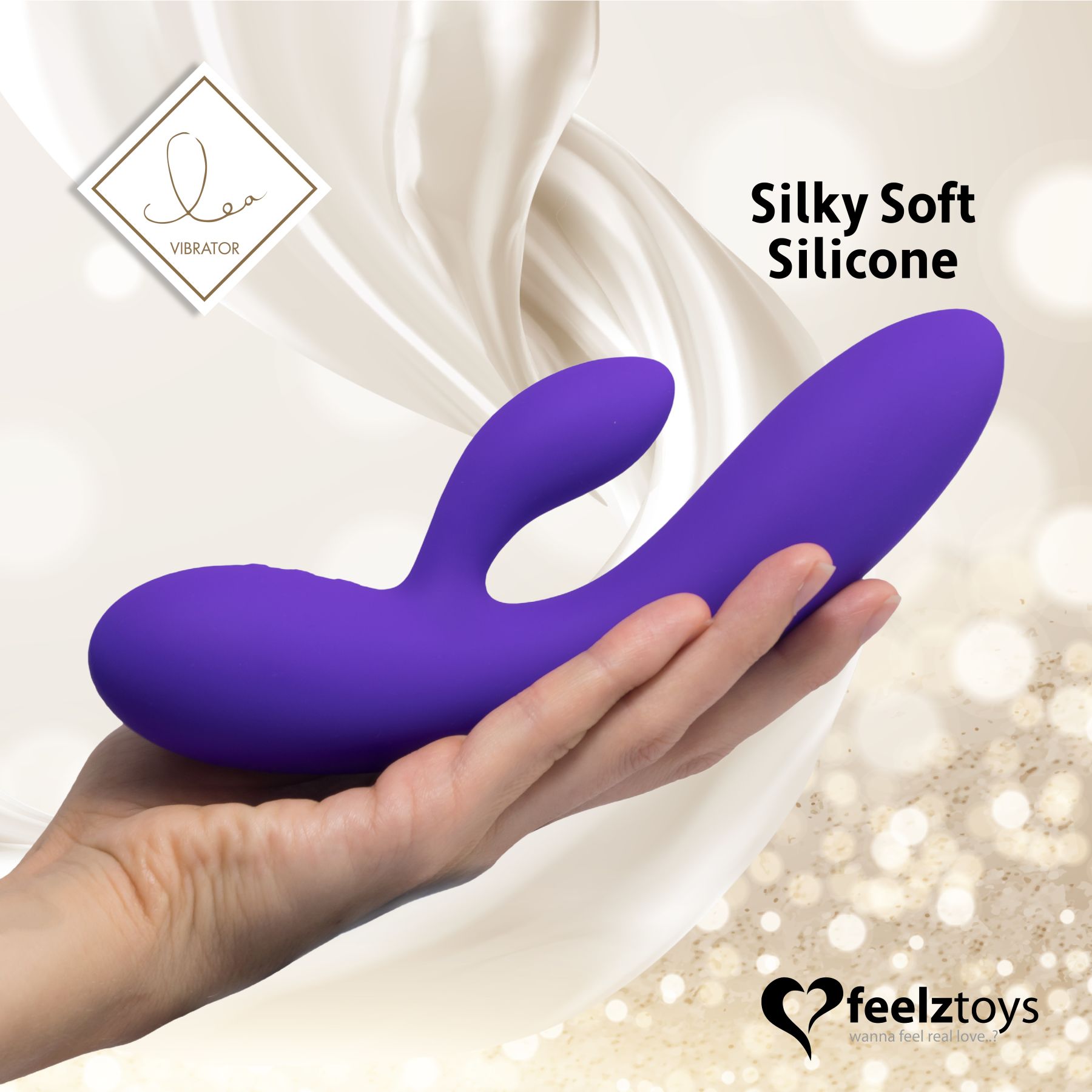 Гнучкий вібратор кролик з двома моторами FeelzToys Lea Rabbit Vibrator Medium Purple - Зображення 4