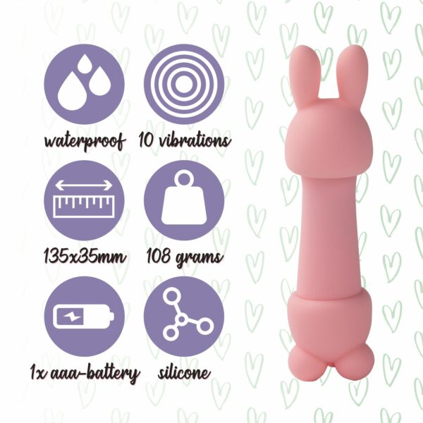 Мінівібратор FeelzToys Mister Bunny Pink з двома насадками - Зображення 5