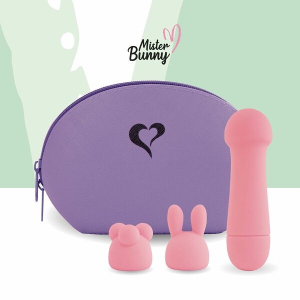 Мінівібратор FeelzToys Mister Bunny Pink з двома насадками - Зображення 4