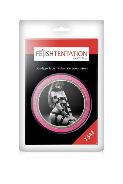 Скотч для бондажа Fetish Tentation Fuchsia (15м), не липне до шкіри і волосків, тільки сам до себе - Зображення 2