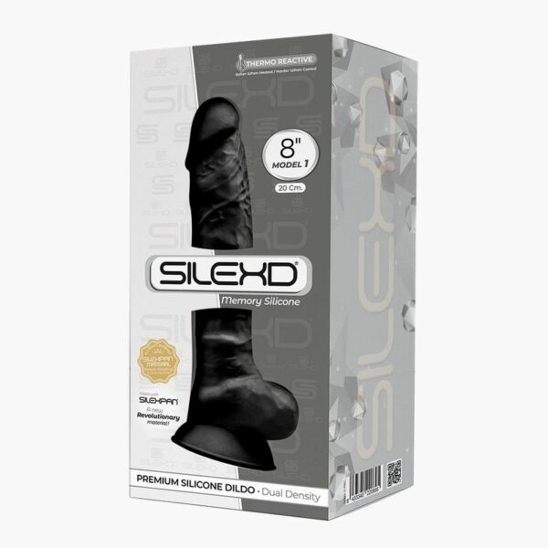 Фалоімітатор SilexD Vetus Black (MODEL 1 size 8in), двошаровий, силікон + Silexpan, діаметр 4,2см - Зображення 3