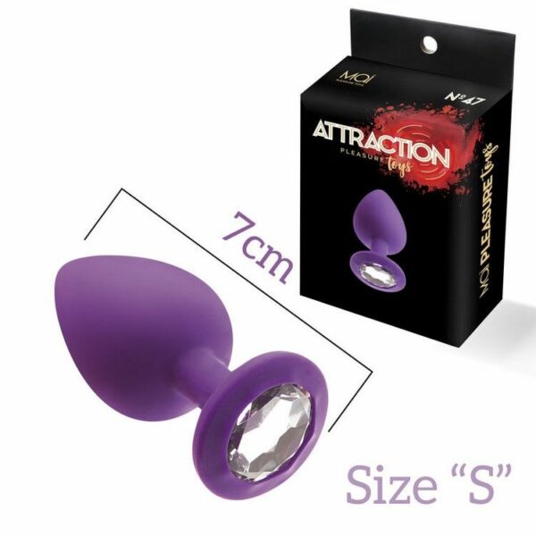 Анальна пробка з кристалом MAI Attraction Toys №47 Purple, довжина 7см, діаметр 2,8 см - Зображення 2