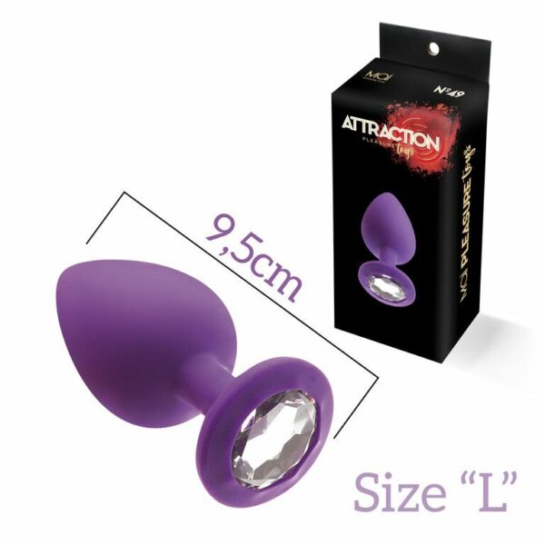 Анальна пробка з кристалом MAI Attraction Toys №49 Purple, довжина 9,5 см, діаметр 4 см - Зображення 2