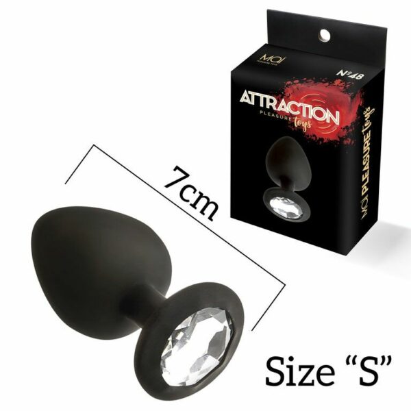Анальна пробка з кристалом MAI Attraction Toys №47 Black, довжина 7см, діаметр 2,8 см - Зображення 2