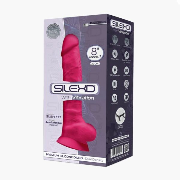 Фалоімітатор з вібрацією SilexD Vetus Vibro Pink (MODEL 1 size 8in), двошаровий, діаметр 4,2см - Зображення 2