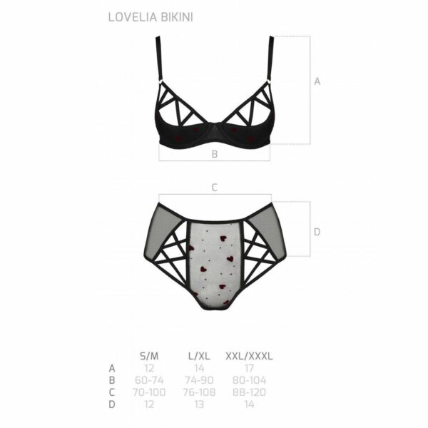 Еротичний комплект з малюнком Passion LOVELIA BIKINI L/XL, black - Зображення 5