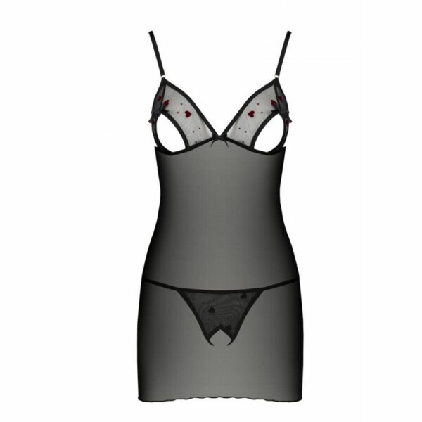 Сорочка з вирізами на грудях, стрінги Passion LOVELIA CHEMISE S/M, black - Зображення 5