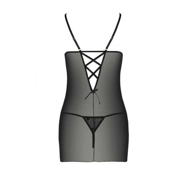 Сорочка з вирізами на грудях, стрінги Passion LOVELIA CHEMISE S/M, black - Зображення 6