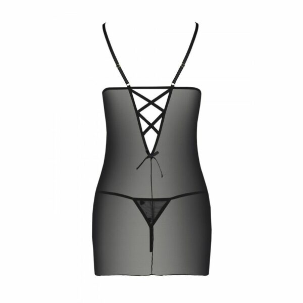 Сорочка з вирізами на грудях, стрінги Passion LOVELIA CHEMISE XXL/XXXL, black - Зображення 6