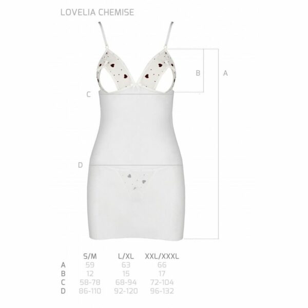 Сорочка з вирізами на грудях, стрінги Passion LOVELIA CHEMISE L/XL, white - Зображення 7