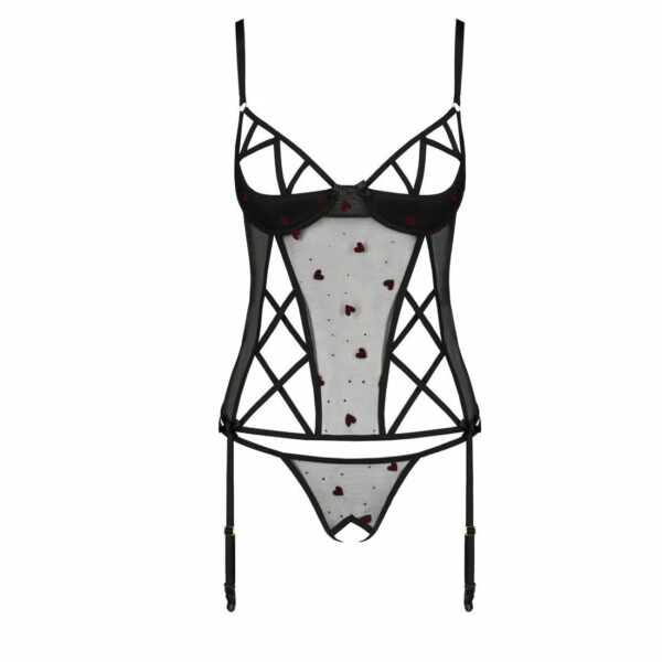 Корсет з підв'язками, стрінги Passion LOVELIA CORSET S/M, black - Зображення 5