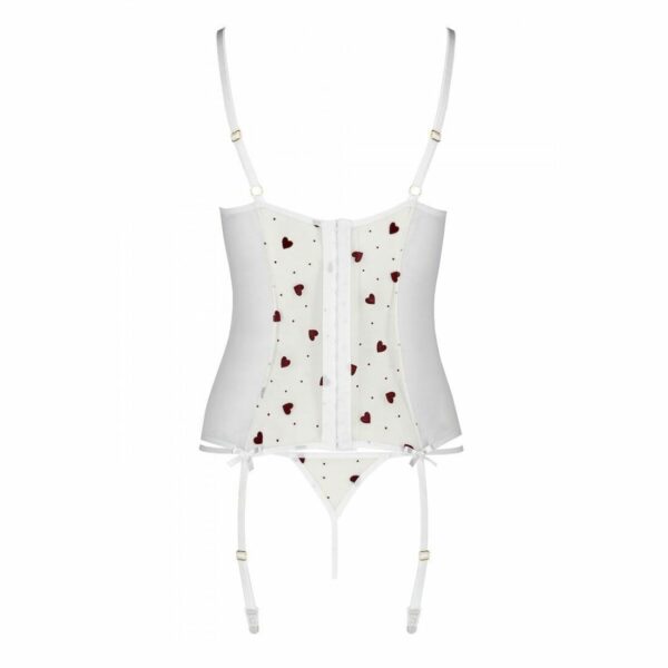 Корсет з підв'язками, стрінги Passion LOVELIA CORSET S/M, white - Зображення 6