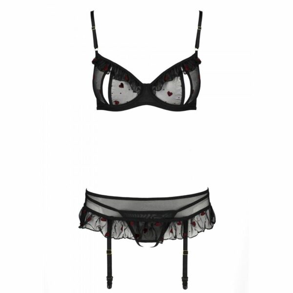 Сексуальний комплект з поясом для панчіх Passion LOVELIA SET L/XL, black - Зображення 5