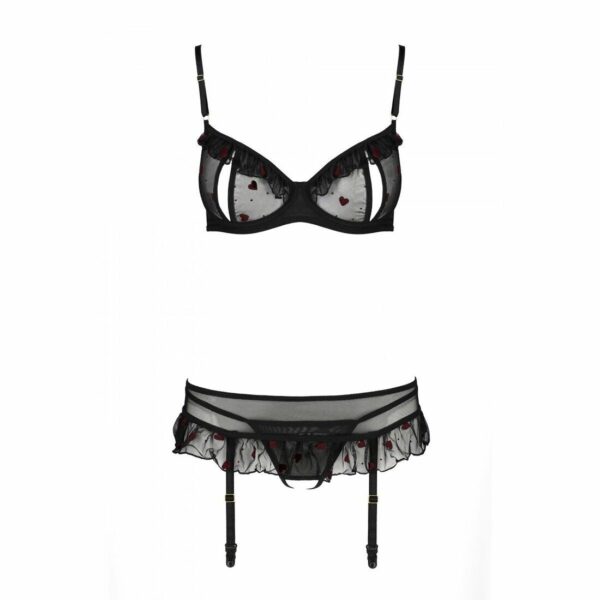 Сексуальний комплект з поясом для панчіх Passion LOVELIA SET S/M, black - Зображення 5