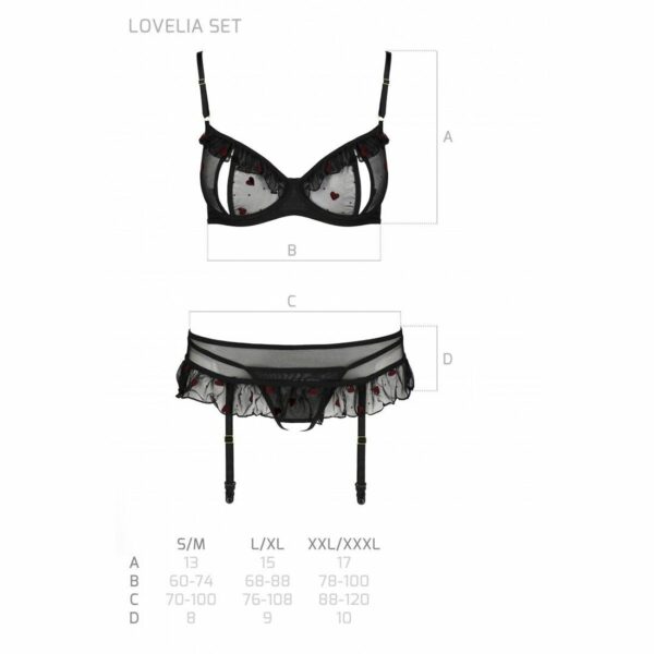 Сексуальний комплект з поясом для панчіх Passion LOVELIA SET S/M, black - Зображення 7