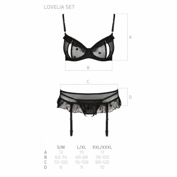 Сексуальний комплект з поясом для панчіх Passion LOVELIA SET XXL/XXXL, black - Зображення 7