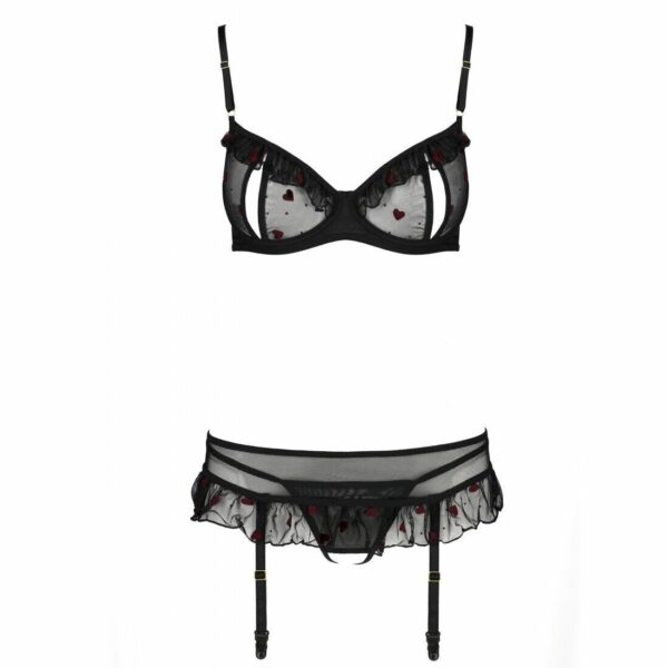 Сексуальний комплект з поясом для панчіх Passion LOVELIA SET XXL/XXXL, black - Зображення 5