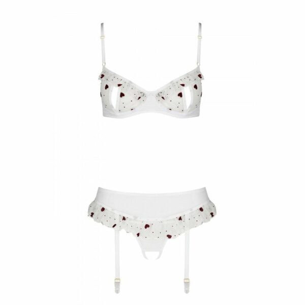 Сексуальний комплект з поясом для панчіх Passion LOVELIA SET L/XL, white - Зображення 5