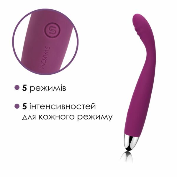 Тонкий вібратор точки G Svakom Cici Violet - Зображення 3