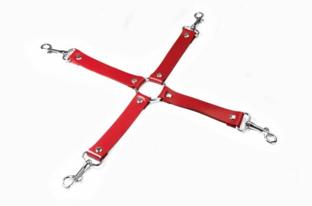 Хрестовина Feral Feelings - 4 Way Connector, натуральна шкіра, червона (м'ята упаковка!!!)