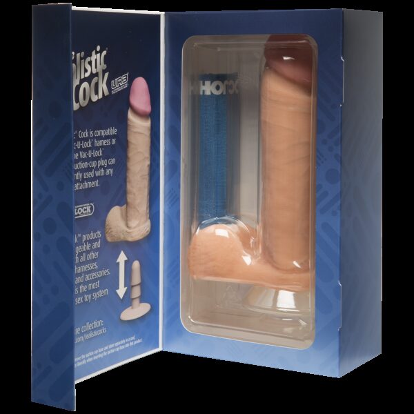 Фалоімітатор Doc Johnson The Realistic Cock 8 inch White - ULTRASKYN, Vack-U-Lock  (м'ята упаковка) - Зображення 5