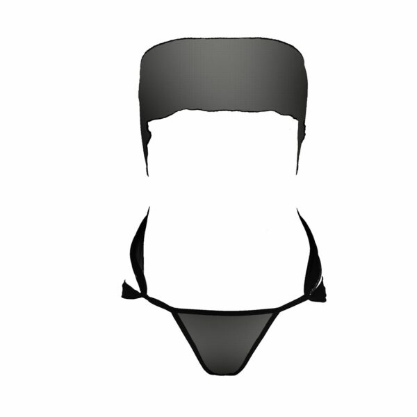 Комплект білизни Passion AMORE SET black, стрінги і ліф у вигляді подарункової стрічки з бантом - Зображення 3
