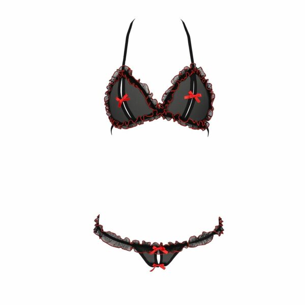 Комплект білизни Passion GIANA BIKINI S/M, black, напівпрозорі ліф і трусики з бантиками - Зображення 2