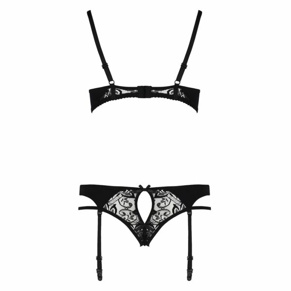 Комплект білизни Passion PAULINE SET L/XL, black, стрепи, ліф, стрінги і пояс для панчох - Зображення 6