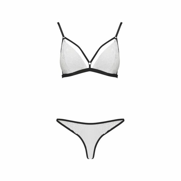 Комплект білизни Passion ORIHIME SET XXL/XXXL, white, стрепи, ліф і трусики - Зображення 3