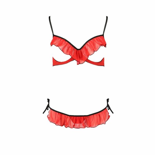 Комплект білизни Passion Exclusive CHERRY SET OpenBra L/XL, red, відкритий ліф, трусики-спідничка - Зображення 5