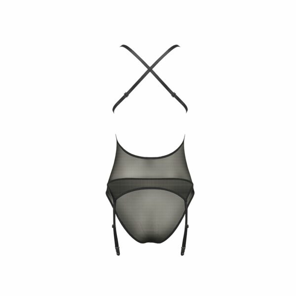 Корсет з декольте Passion ERZA CORSET S/M, black, пажі, трусики, напівпрозорий - Зображення 4