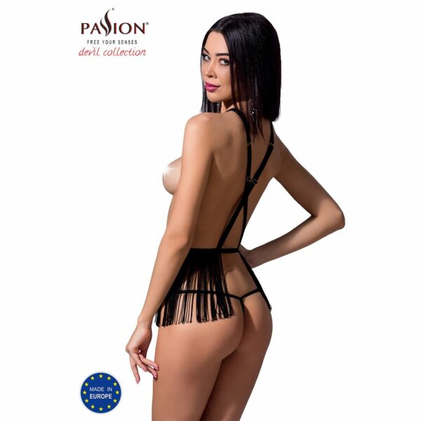 Комплект білизни Passion Exclusive INDRA SET OpenBra S/M, black, стрінги, портупея з бахромою - Зображення 2