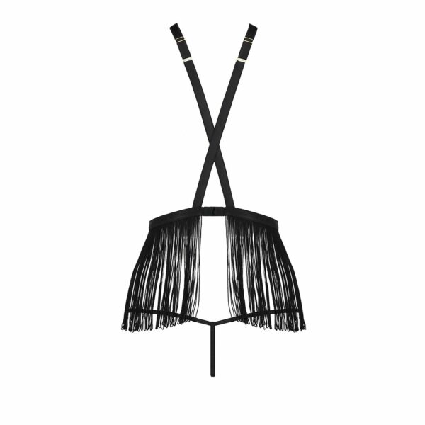 Комплект білизни Passion Exclusive INDRA SET OpenBra XXL/XXXL, black, стрінги, портупея з бахромою - Зображення 6