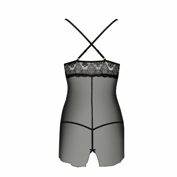 Прозора сорочка приталена Passion QUENTRIS CHEMISE S/M, black, трусики - Зображення 6