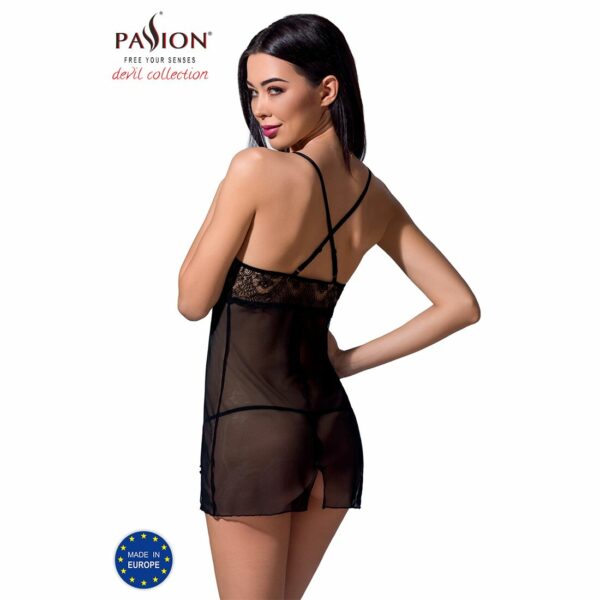 Прозора сорочка приталена Passion QUENTRIS CHEMISE S/M, black, трусики - Зображення 2