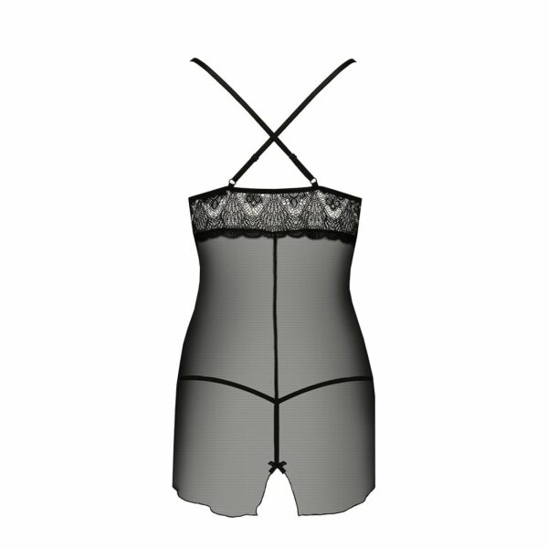 Прозора сорочка приталена Passion QUENTRIS CHEMISE XXL/XXXL, black, трусики - Зображення 6