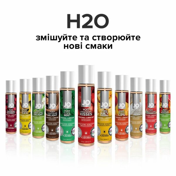 Змазка на водній основі JO H2O — Strawberry Kiss (30 мл) без цукру, рослинний гліцерин - Зображення 5