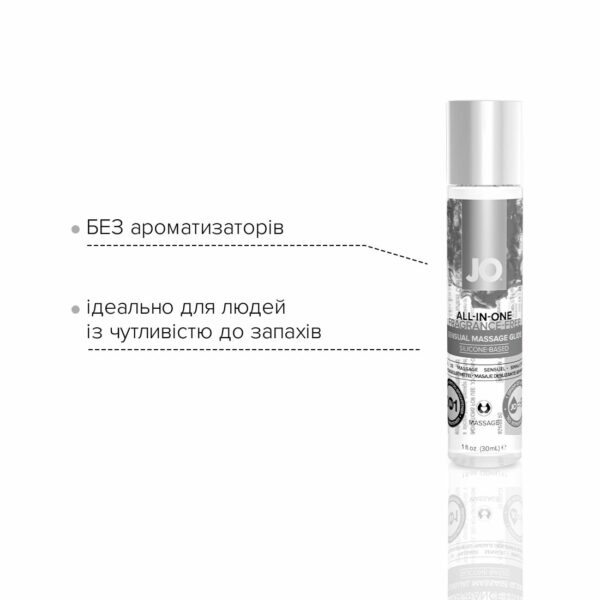 Гель для масажу на силіконовій основі JO ALL-IN-ONE MASSAGE GLIDE - FRAGANCE FREE (30 мл) - Зображення 4