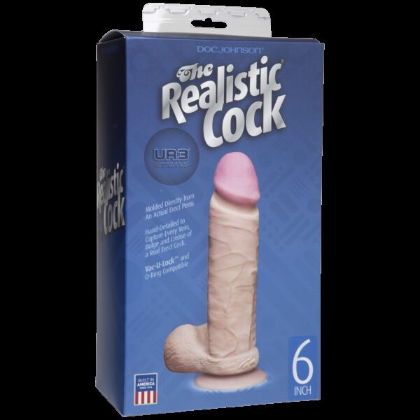 Фалоімітатор Doc Johnson The Realistic Cock 6 inch White – ULTRASKYN, Vack-U-Lock, діаметр 4,3 см - Зображення 2