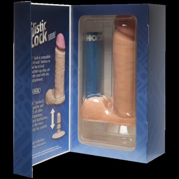 Фалоімітатор Doc Johnson The Realistic Cock 8 inch White - ULTRASKYN, Vack-U-Lock, діаметр 5,1 см - Зображення 4