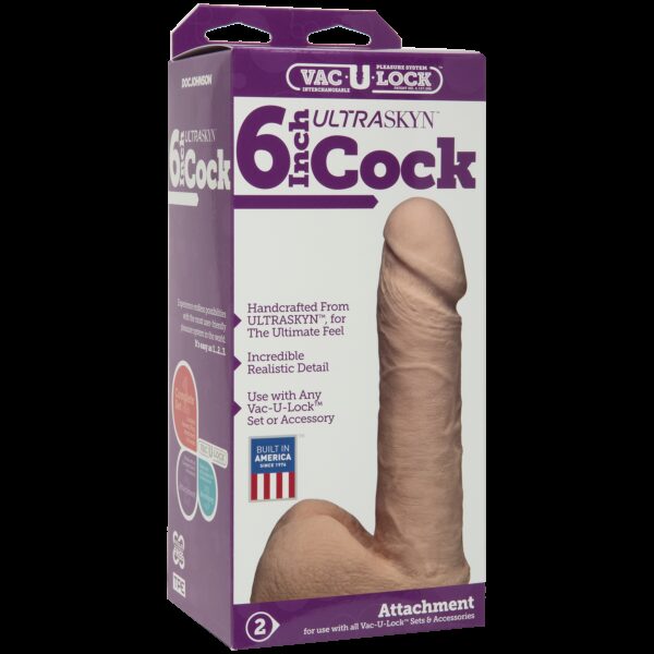 Фалоімітатор Doc Johnson Vac-U-Lock - 6 Inch ULTRASKYN Cock White, діаметр 4,3 см - Зображення 2