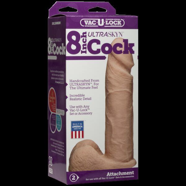 Фалоімітатор Doc Johnson Vac-U-Lock - 8 Inch ULTRASKYN Cock White, діаметр 5,1 см - Зображення 3