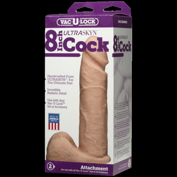 Фалоімітатор Doc Johnson Vac-U-Lock - 8 Inch ULTRASKYN Cock White, діаметр 5,1 см - Зображення 4