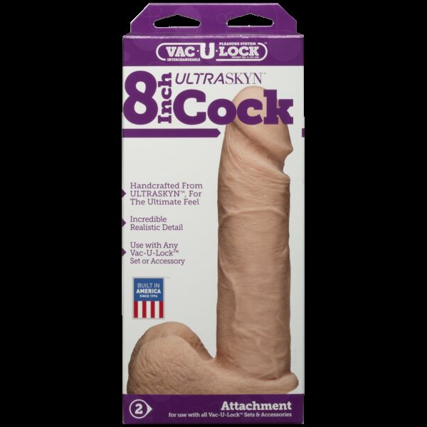 Фалоімітатор Doc Johnson Vac-U-Lock - 8 Inch ULTRASKYN Cock White, діаметр 5,1 см - Зображення 5