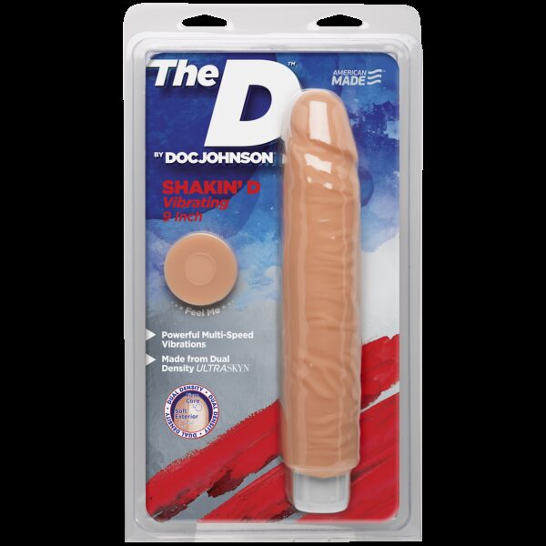 Фалоімітатор Doc Johnson The D: Shakin D 9 Inch Vibro ULTRASKYN, діаметр 3,8 см, плавне регулювання - Зображення 2