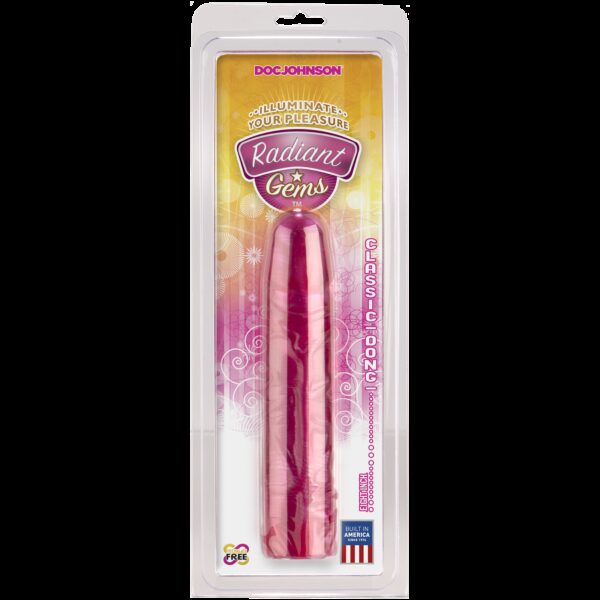 Фалоімітатор Doc Johnson Radiant Gems 8 Inch Fuchsia, діаметр 4,3 см, антибактеріальний ПВХ - Зображення 2