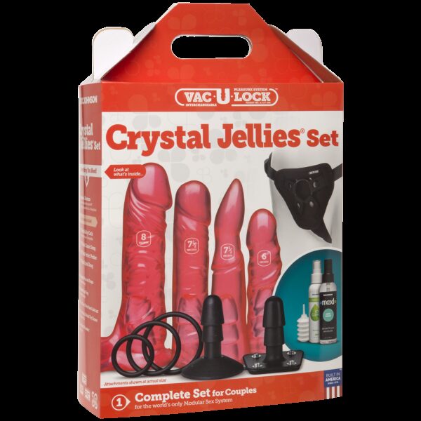 Набір для страпона Doc Johnson Vac-U-Lock Crystal Jellies Set, діаметр 3,8см, 2×4,5см, 5,1 см - Зображення 5