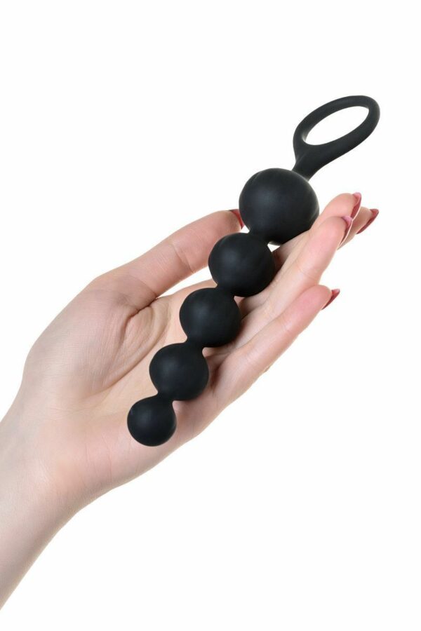 Набір анальних намистин Satisfyer Beads Black, силікон, макс. діаметр 3,3 см та 3,5 см - Зображення 4