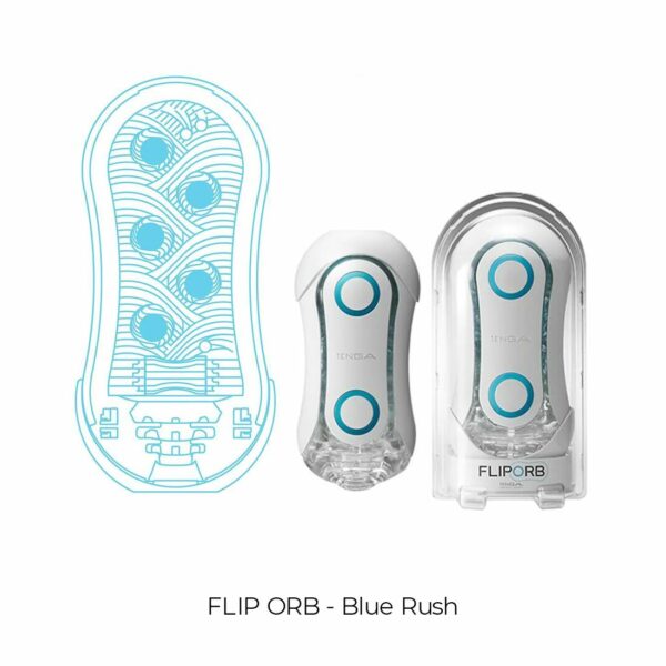 Мастурбатор Tenga Flip Orb — Blue Rush, з можливістю зміни тиску та стимулювальними кульками всереди - Зображення 4