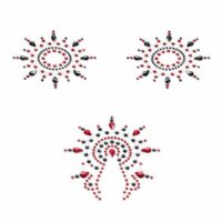 Пестіс з кристалів Petits Joujoux Gloria set of 3 – Black/Red, прикраса на груди та вульву